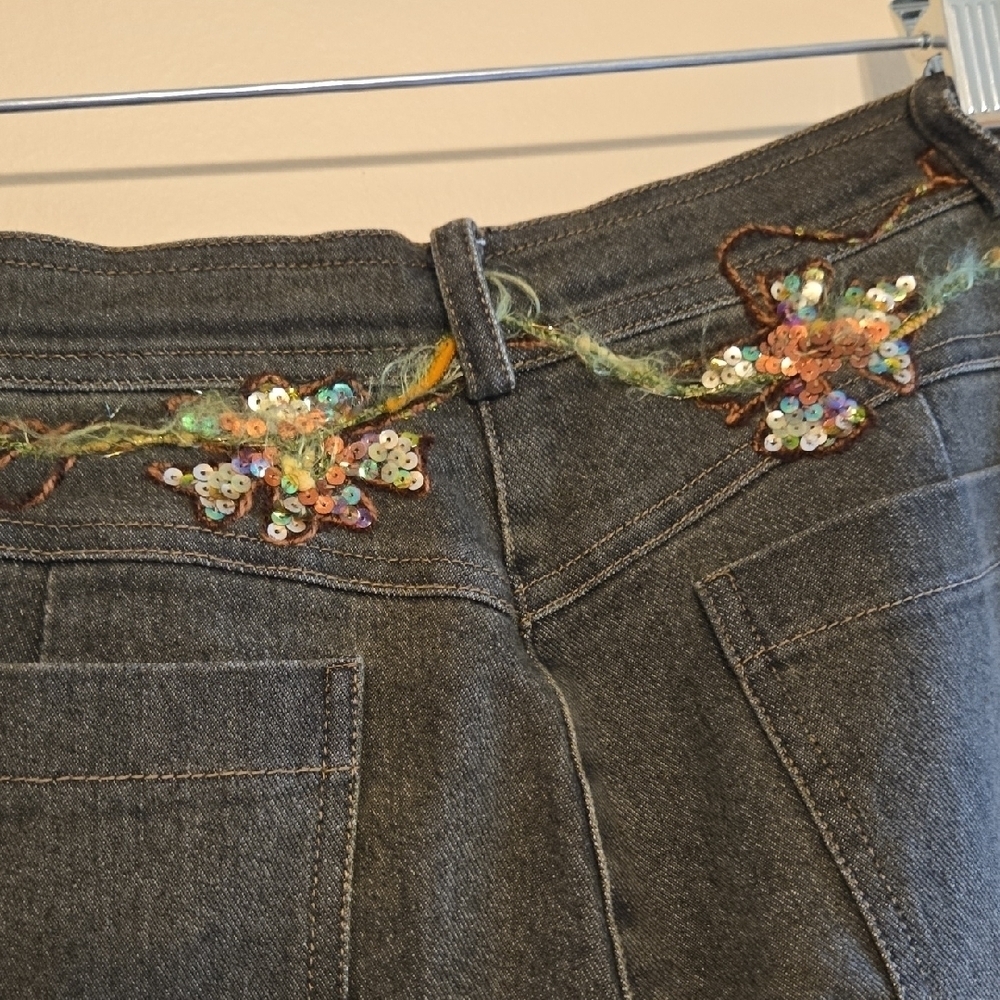 Floral Embroidered Boot Cut Jeans Sz Lg W 28 Inseam 28 - Picture 9 of 9